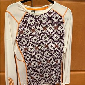 Helly Hansen Geometric Long Sleeve Top - White and Purple